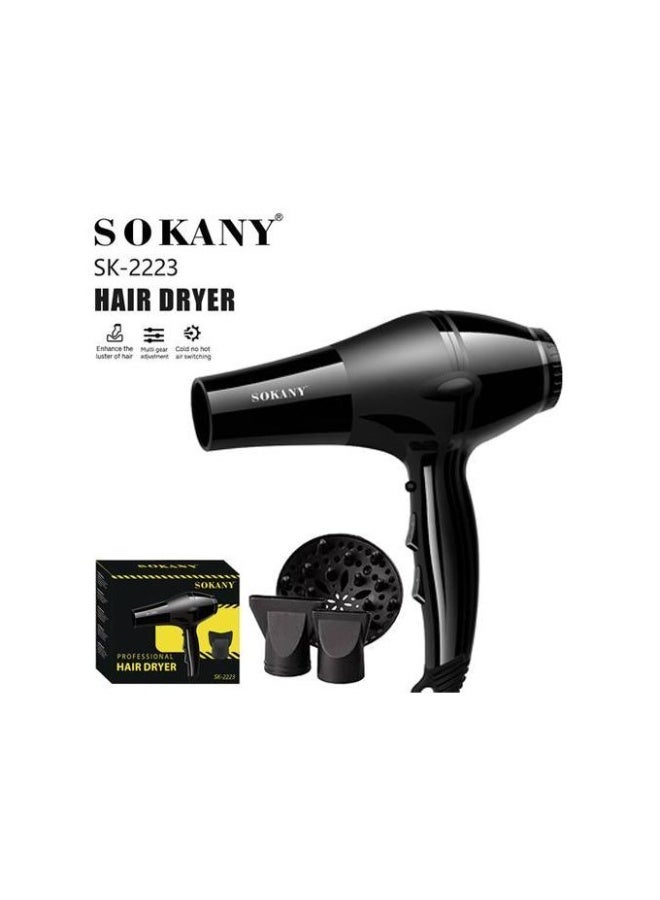 Sokany SK-2223 Professional 3000W Hair Dryer with 2 Speeds (Hot & Cold Air) - Black - Image 1